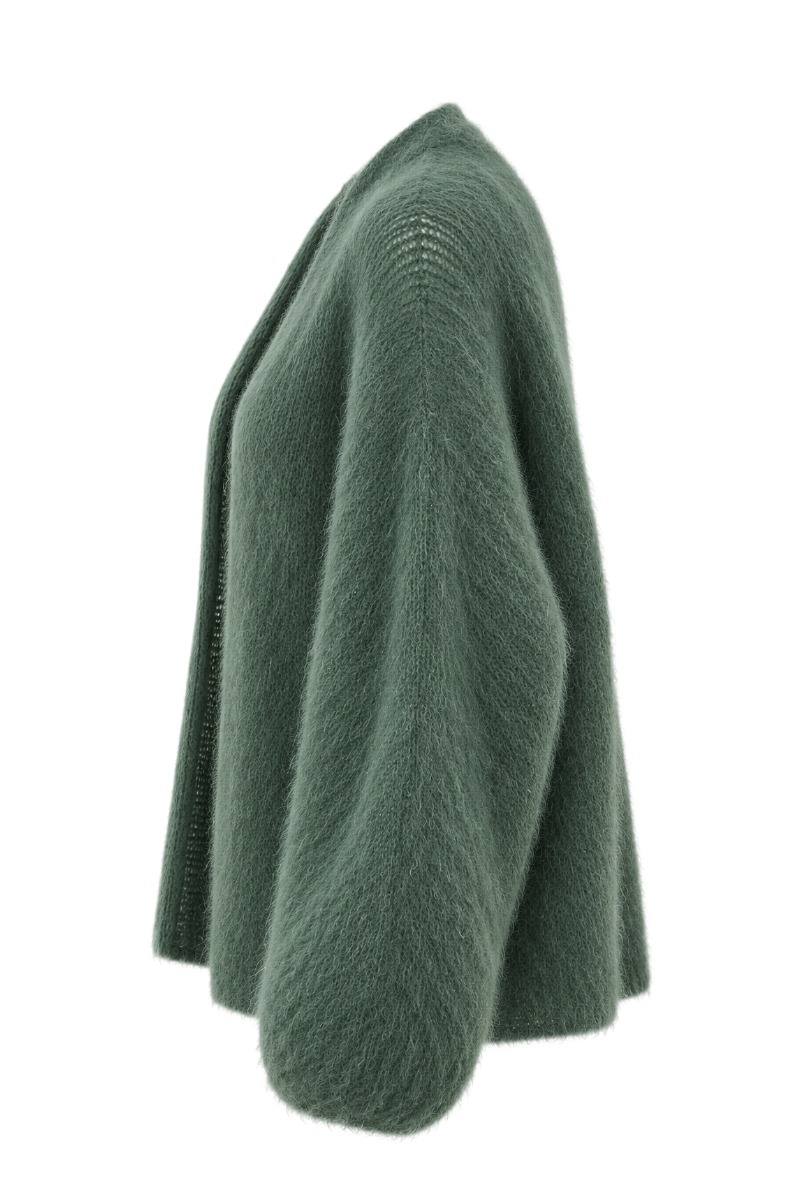 Offene Kid Mohair Strickjacke – 80 % Mohair Made in Italy