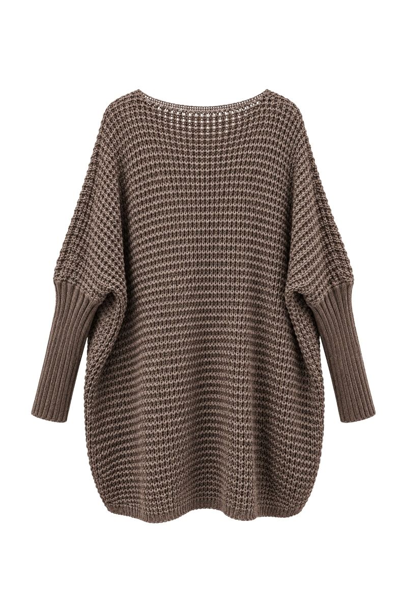 Oversized Grobstrick-Pullover mit langen Rippärmeln