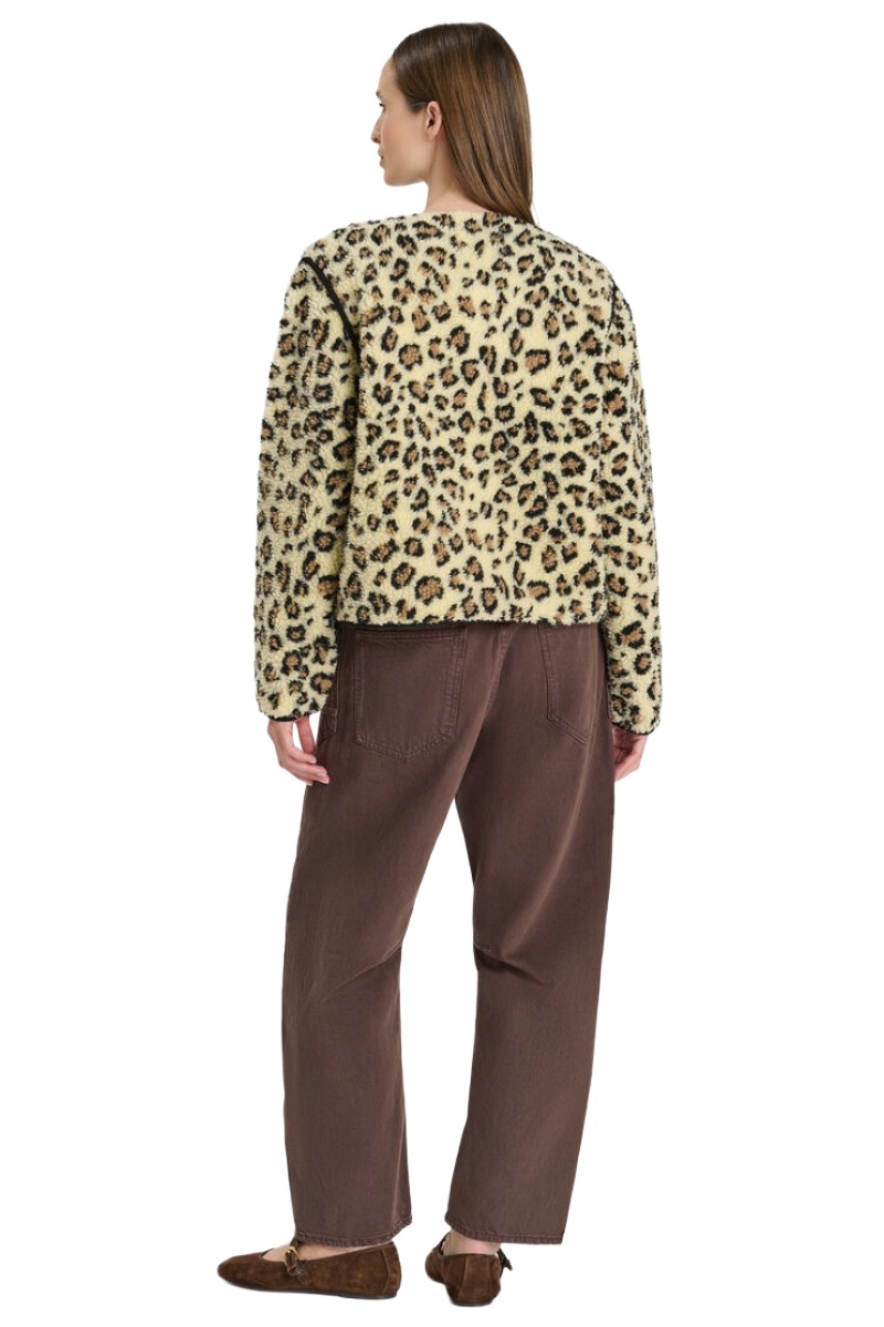 Le Temps des Cerises Poema Teddyjacke im Leo-Look