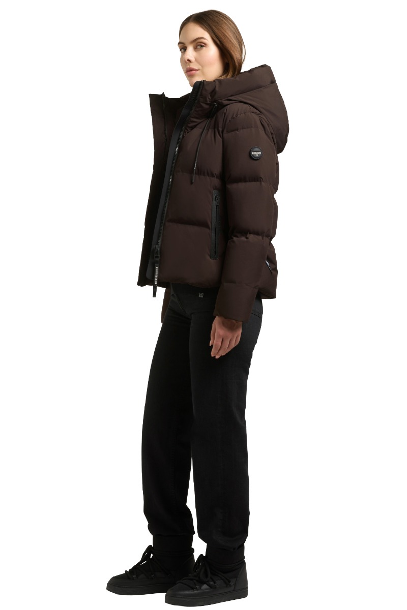 Khujo Enits 2 Matt Damen Kurz-Steppjacke mit Kapuze