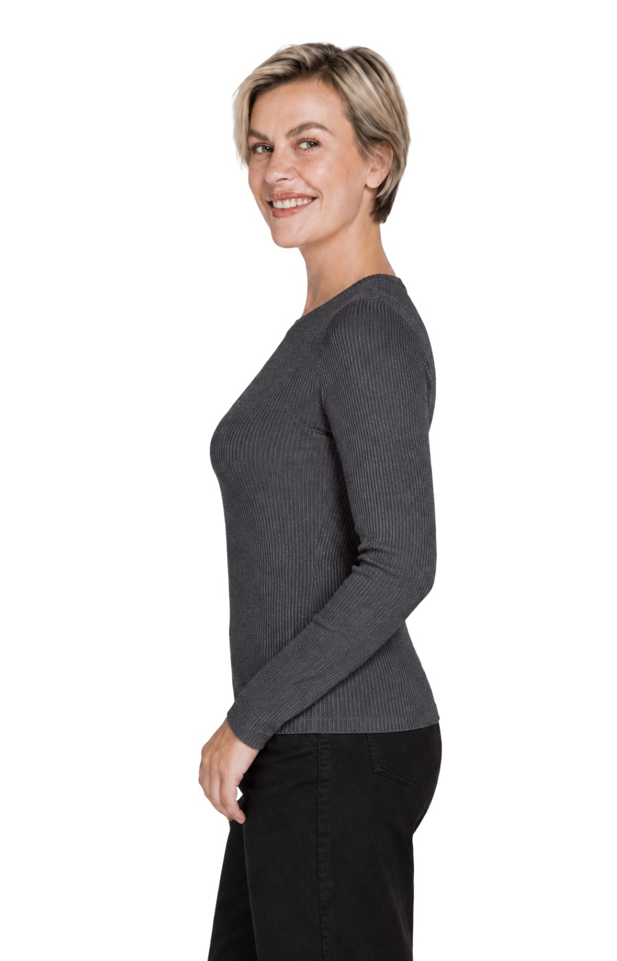 Zhrill Suki LS – geripptes Damen Langarmshirt mit körpernaher Passform