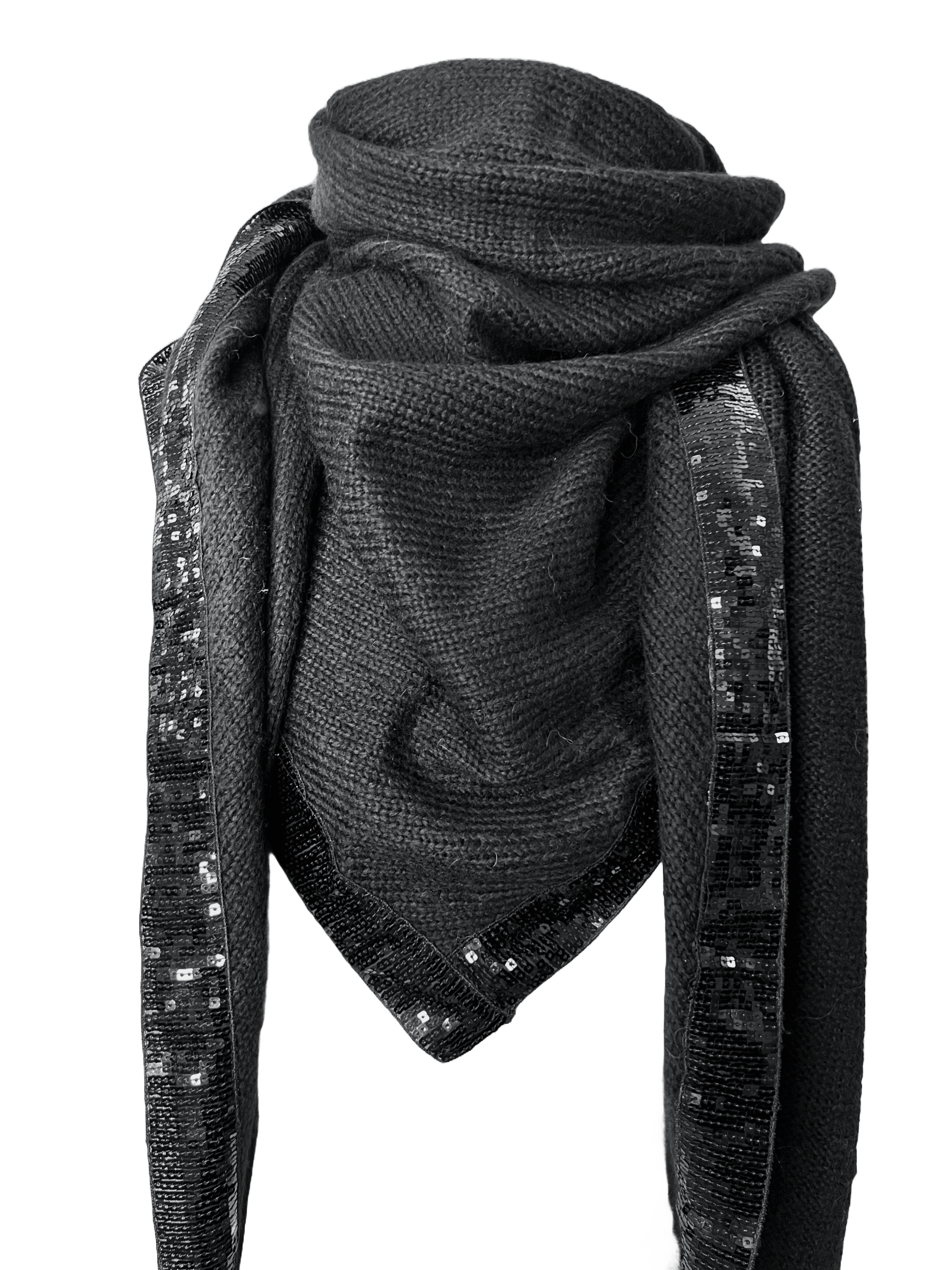 Passigatti 162-52216 Damen Schal mit Pailettensaum black