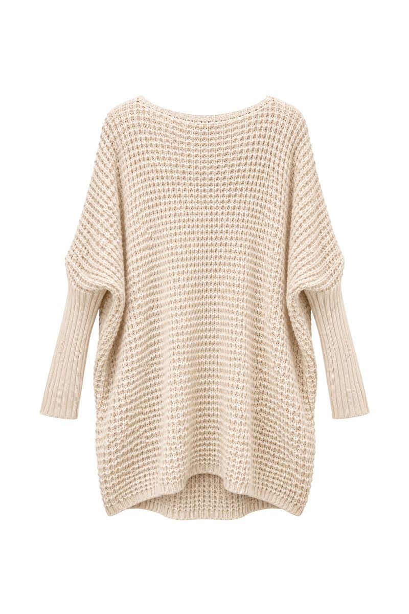Oversized Grobstrick-Pullover mit langen Rippärmeln