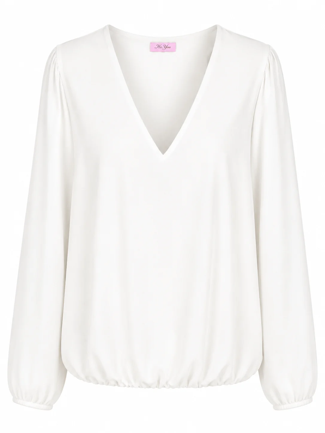 Ballonblusenshirt mit transparentem Oberstoff & V-Ausschnitt