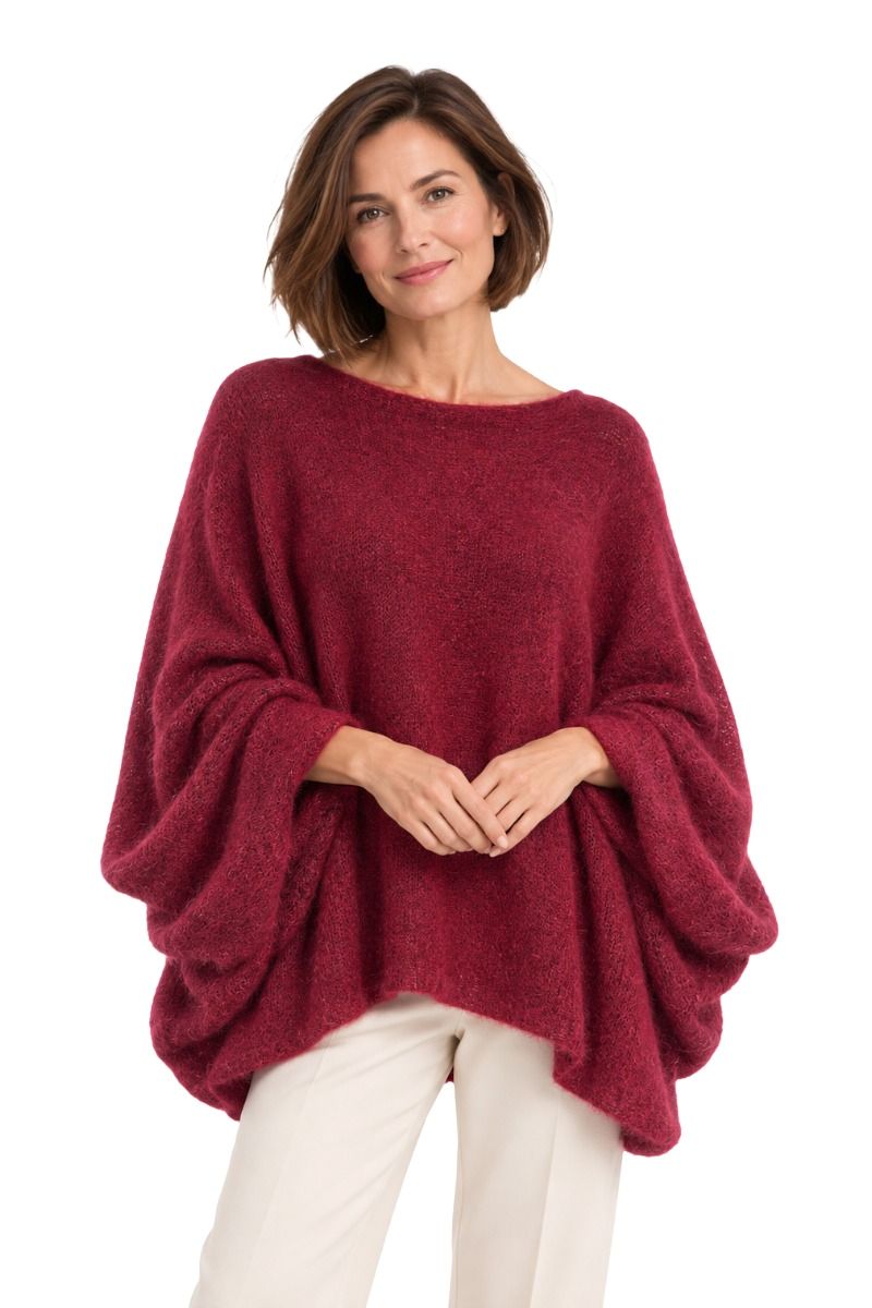 Poncho-Pullover mit weiten Ballonärmeln