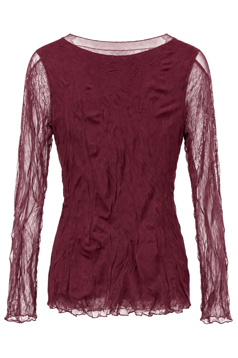 Mesh-Shirt mit Crinkle-Struktur & transparenten Ärmeln