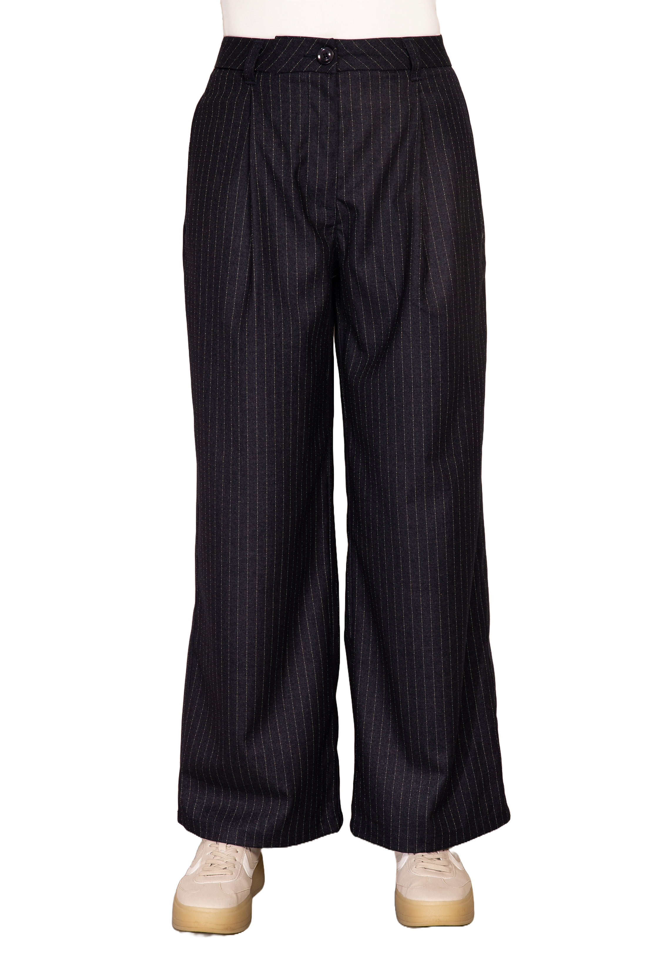 Marlene Damen Hose mit weitem Bein und Nadelstreifen in grau von Zhrill