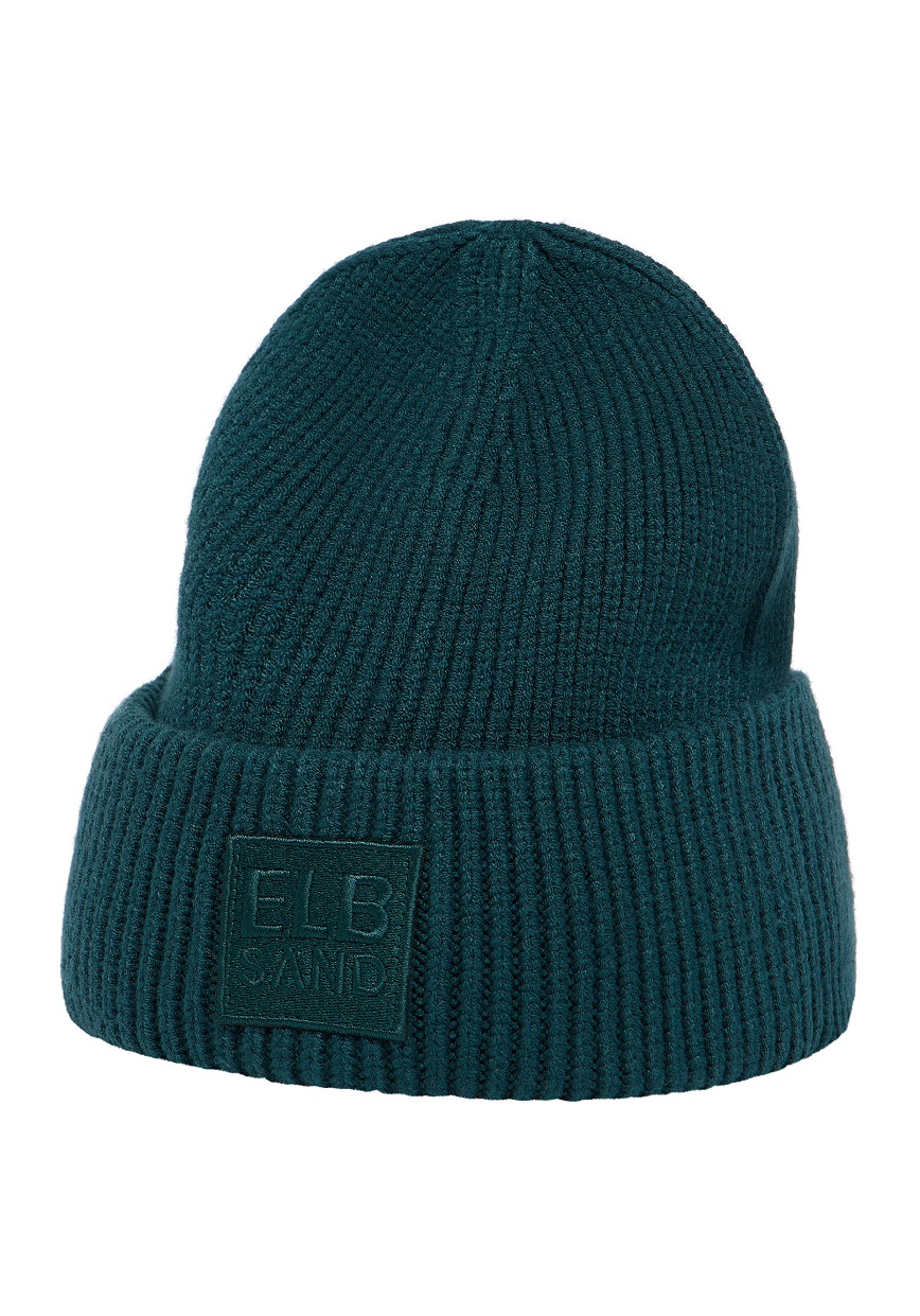 Elbsand Nora Beanie Strickmütze mit Umschlag und Logo Patch