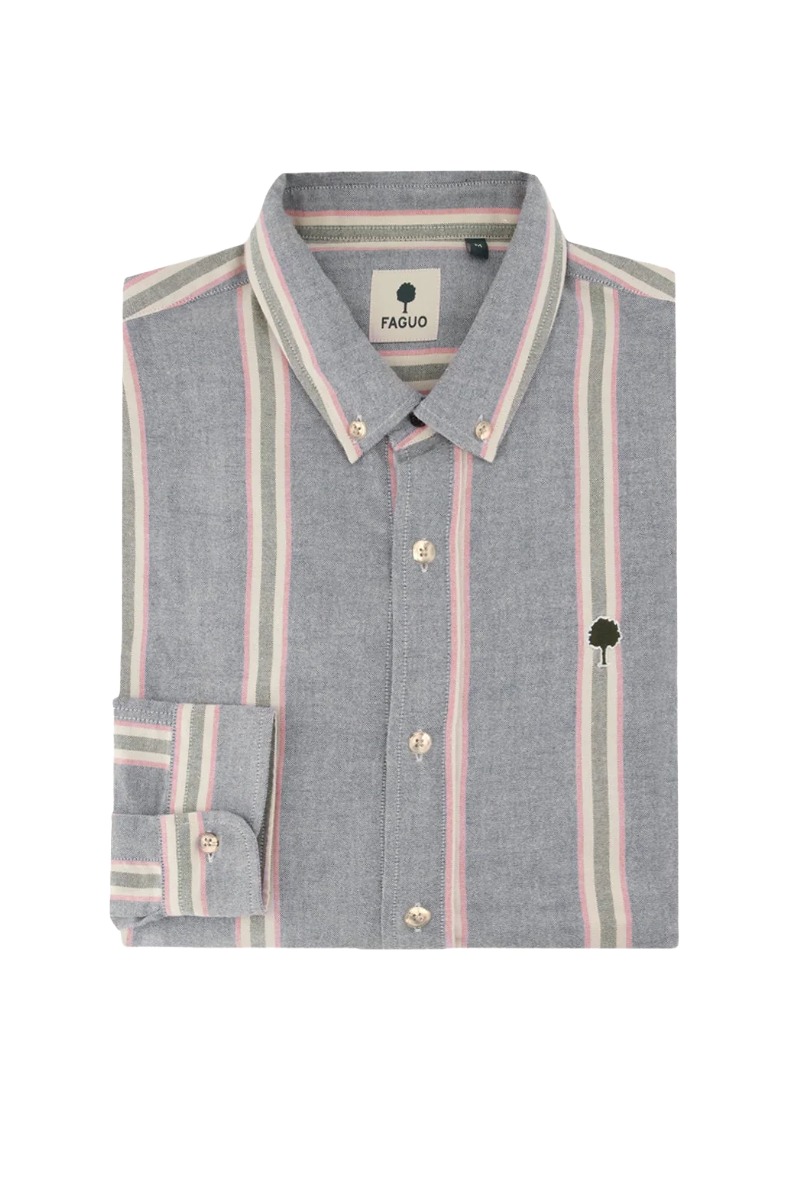 Faguo Ivoy Woven Herren Hemd - grey Stripes
