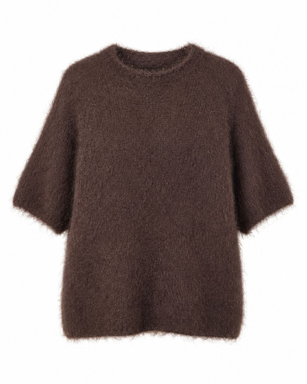Strickpullover aus Kid - Mohair mit Rundhals und Kurzarm