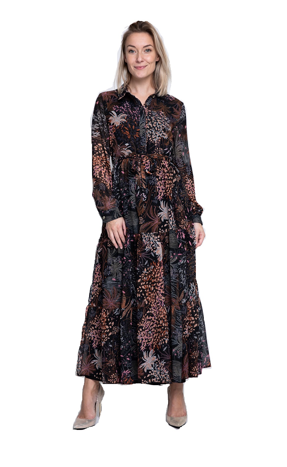 Zhrill Elena Damen Chiffon Maxi Kleid mit Blumenmuster