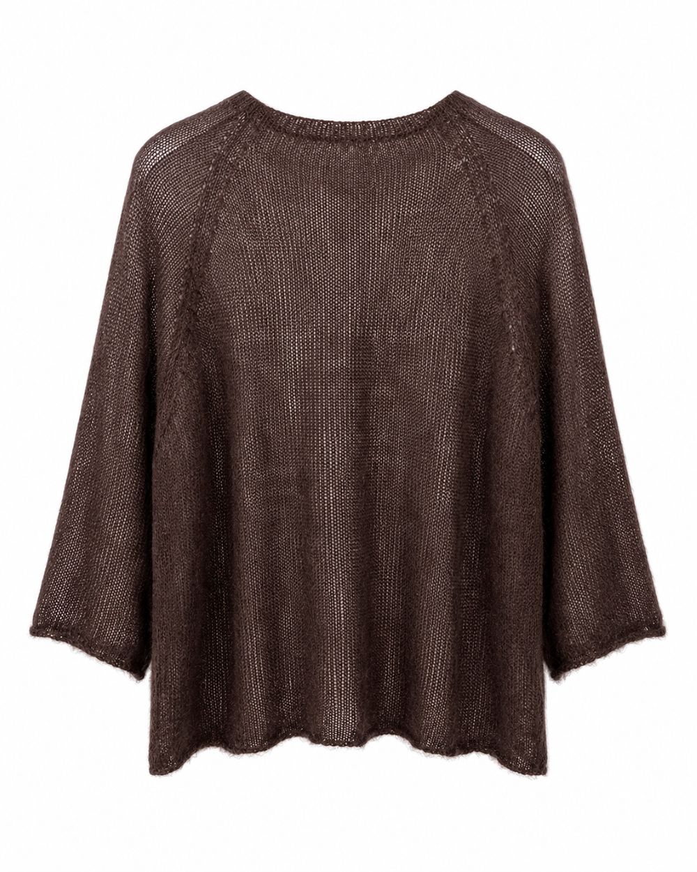 Feiner Kid Mohair Damen Strickpullover mit 3/4 Arm