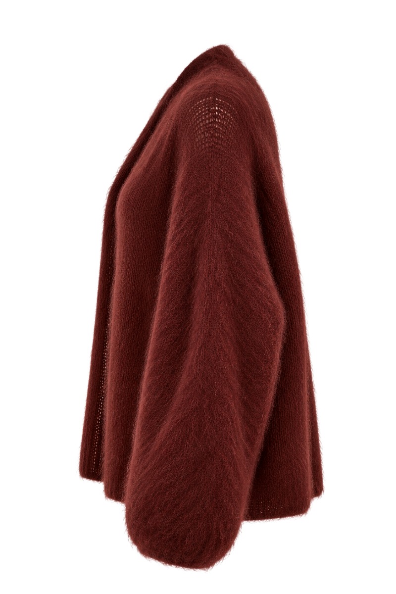 Offene Kid Mohair Strickjacke – 80 % Mohair Made in Italy