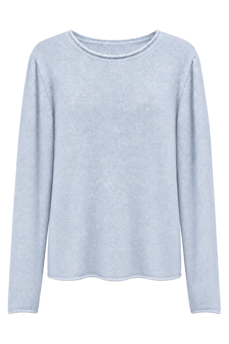 Feiner Strickpullover mit Rollkante & Angora