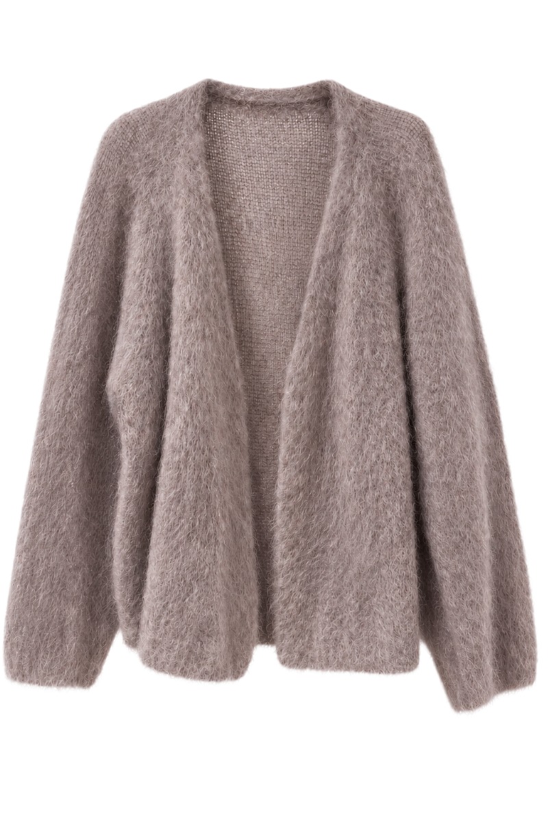 Offene Kid Mohair Strickjacke – 80 % Mohair Made in Italy