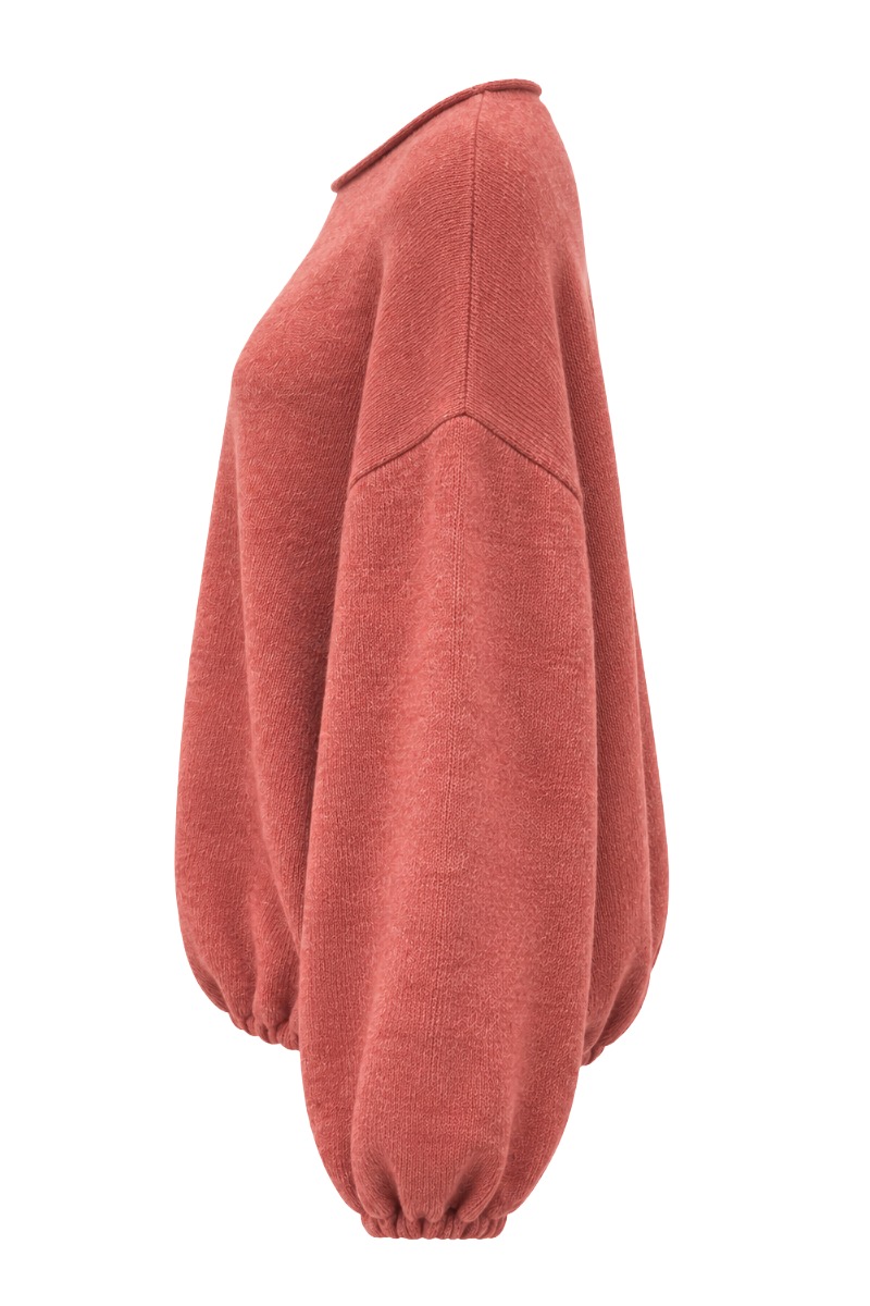 Ballon- Strickpullover mit U-Boot Rundhals