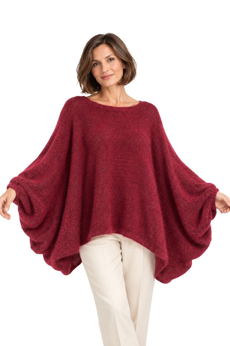 Poncho-Pullover mit weiten Ballonärmeln