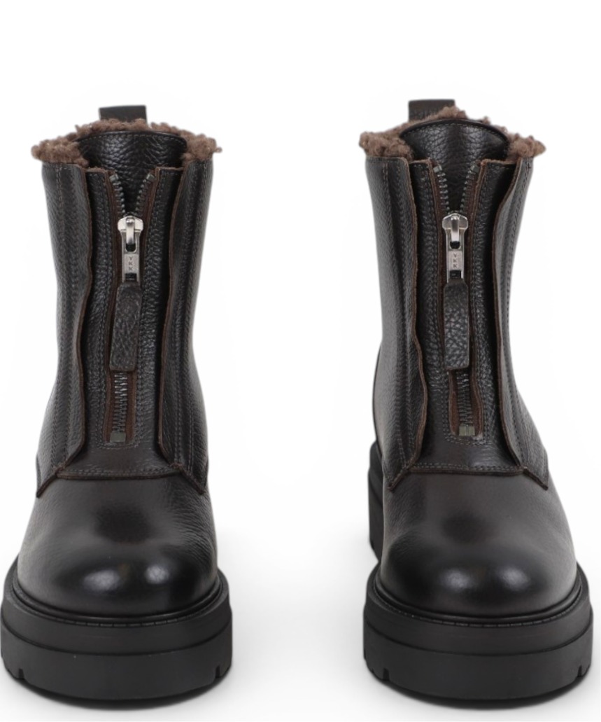 Apple of Eden Big Star Damen Chunky Leder Zip Boots mit Warmfutter