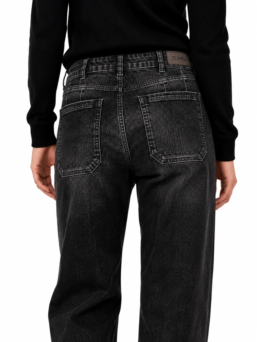 Zhrill Karli Damen Jeans – Relaxed Straight Fit mit Umschlag