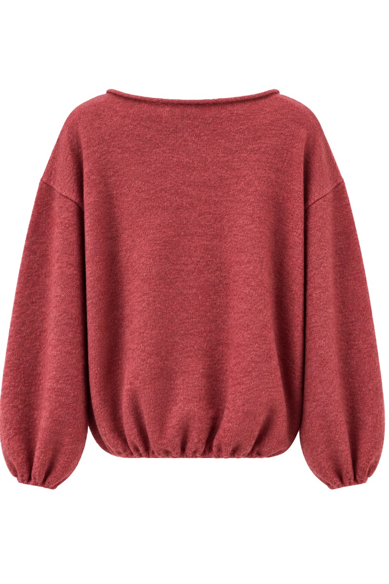 Ballon- Strickpullover mit U-Boot Rundhals