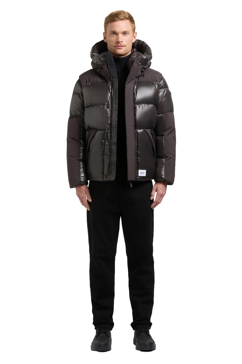 Khujo ALST 2 Herren Winter Steppjacke mit großer Kapuze und glänzenden Stepppartien