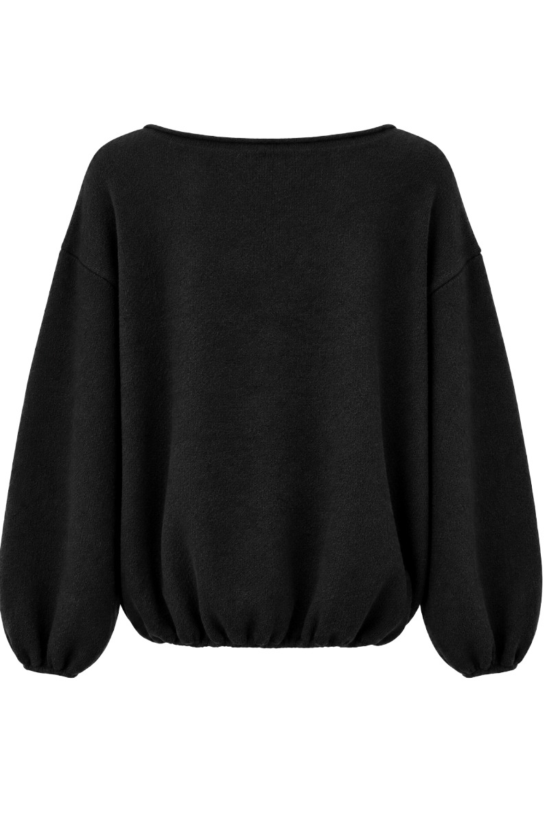 Ballon- Strickpullover mit U-Boot Rundhals