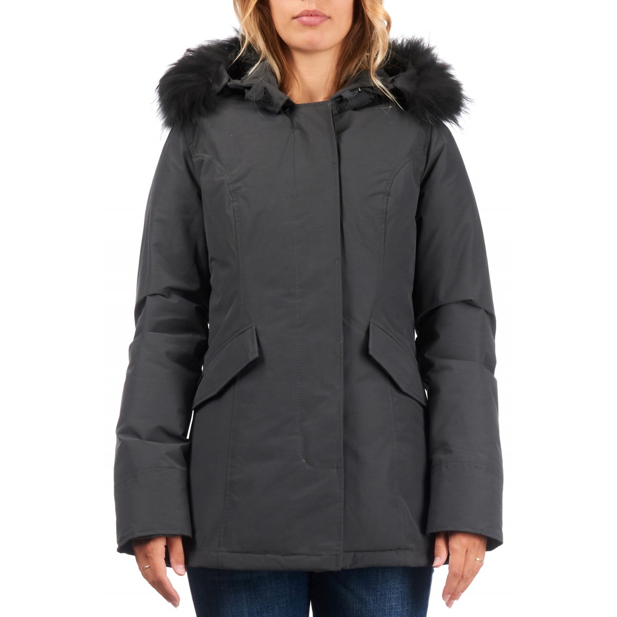 Airforce 2 Pocket Classic Parka TTT Polyester Damen Winterjacke grau - mit grauen Fellkragen