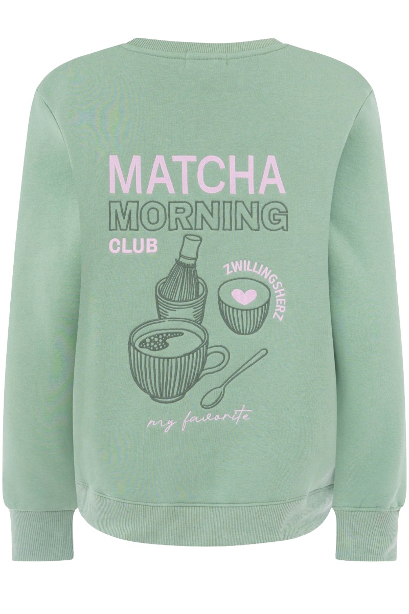 Zwillingherz Damen Sweatshirt „Matcha Morning Club“