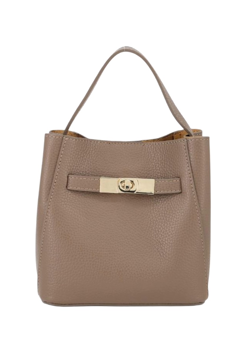 Leder Henkeltasche 0543 2-in-1 mit Drehverschluss & Innentasche