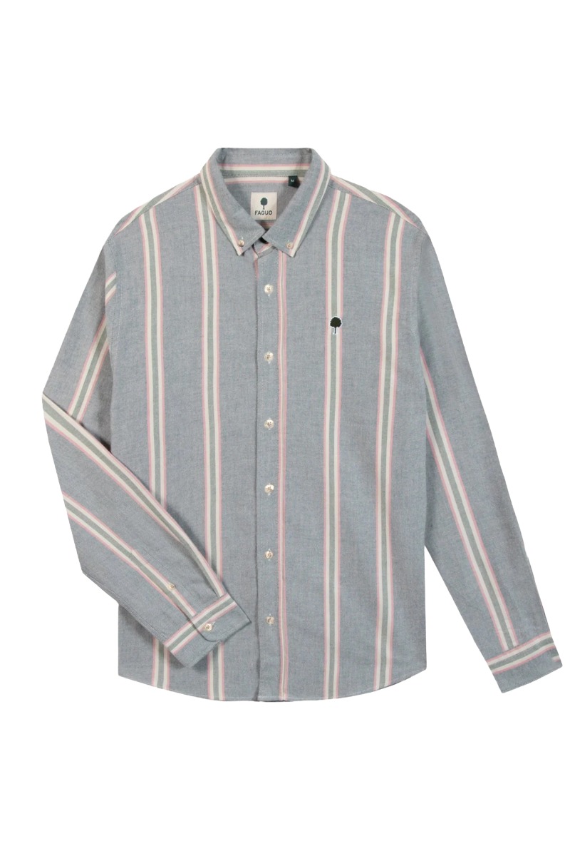 Faguo Ivoy Woven Herren Hemd - grey Stripes