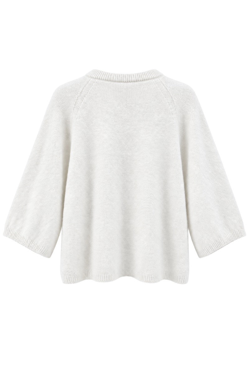 Feiner Angora Strickpullover mit Halbarm & Rundhals