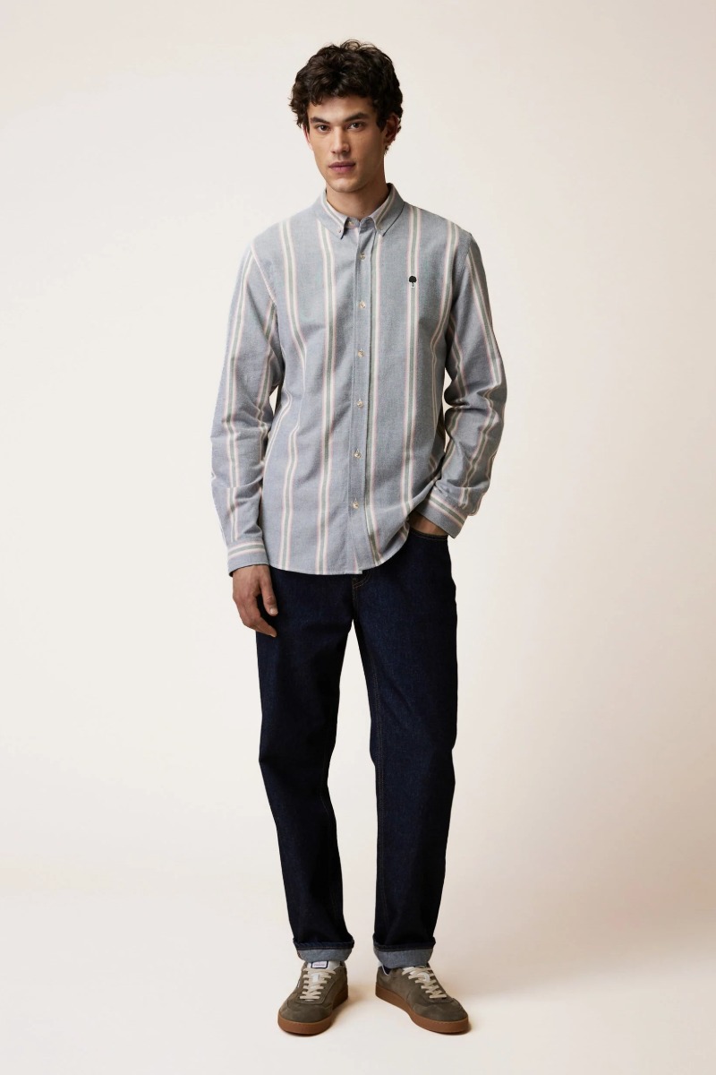 Faguo Ivoy Woven Herren Hemd - grey Stripes