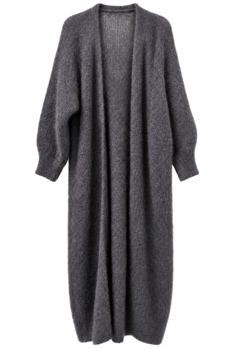 Kid-Mohair Maxi-Strickmantel – 80% Kid Mohair