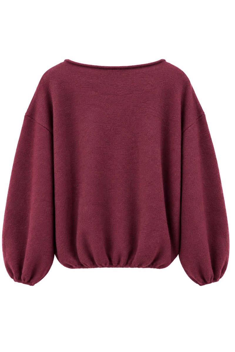 Ballon- Strickpullover mit U-Boot Rundhals