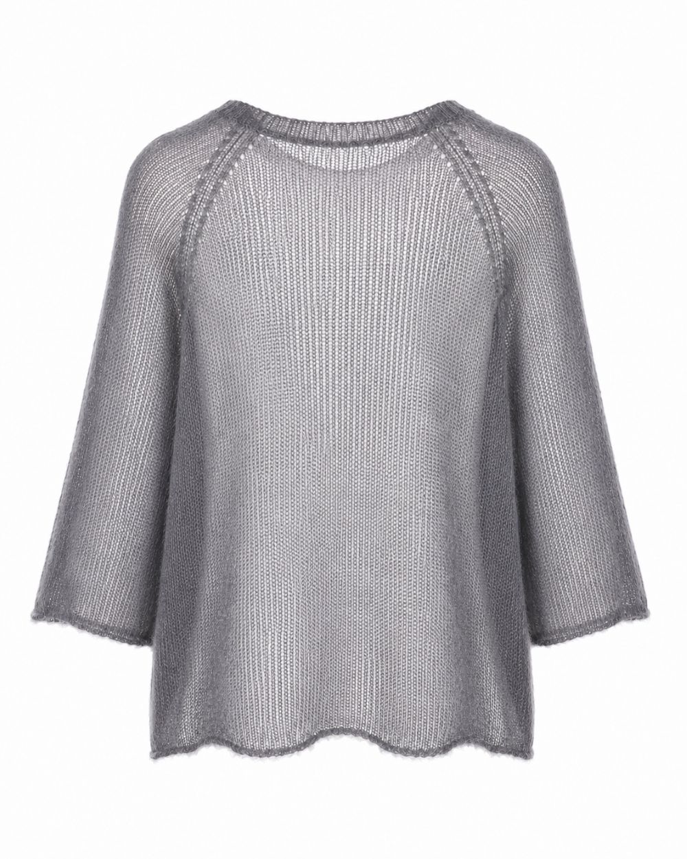 Feiner Kid Mohair Damen Strickpullover mit 3/4 Arm