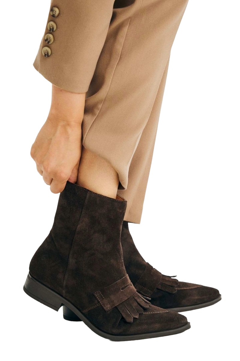 Shoedesign Copenhagen HESE Leder-Stiefelette mit Fransen