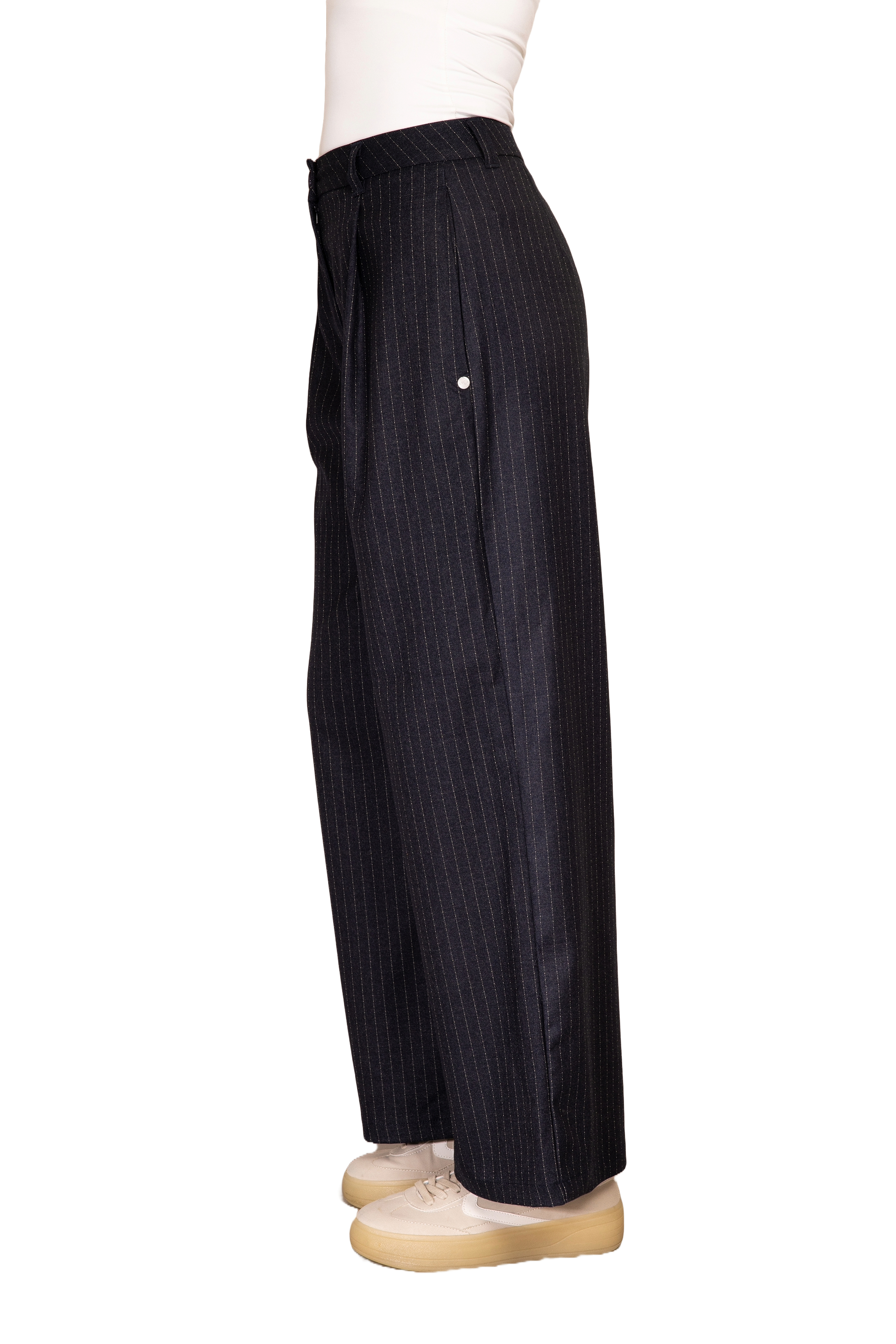 Marlene Damen Hose mit weitem Bein und Nadelstreifen in grau von Zhrill