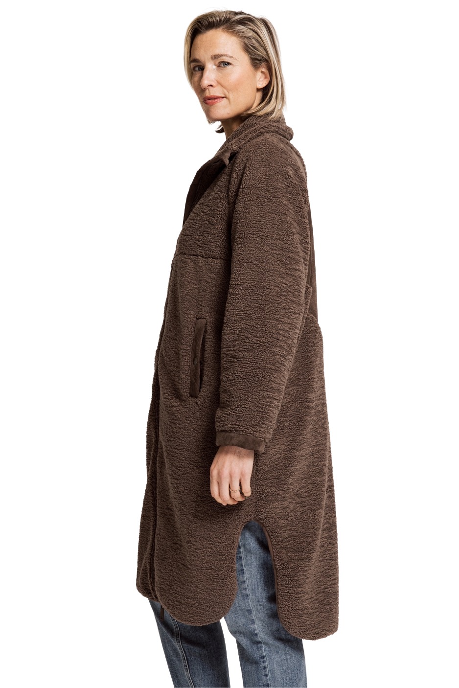Zhrill Kartini Damen Teddy-Mantel mit Jacquard-Muster