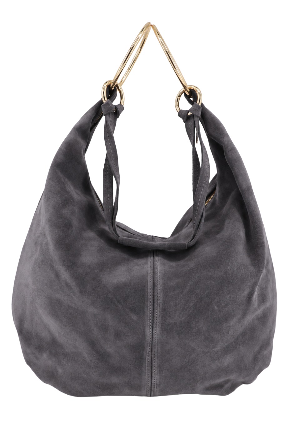 Wildleder - Shopper Hobo Bag 461 Damen Tasche mit Metallring-Henkel