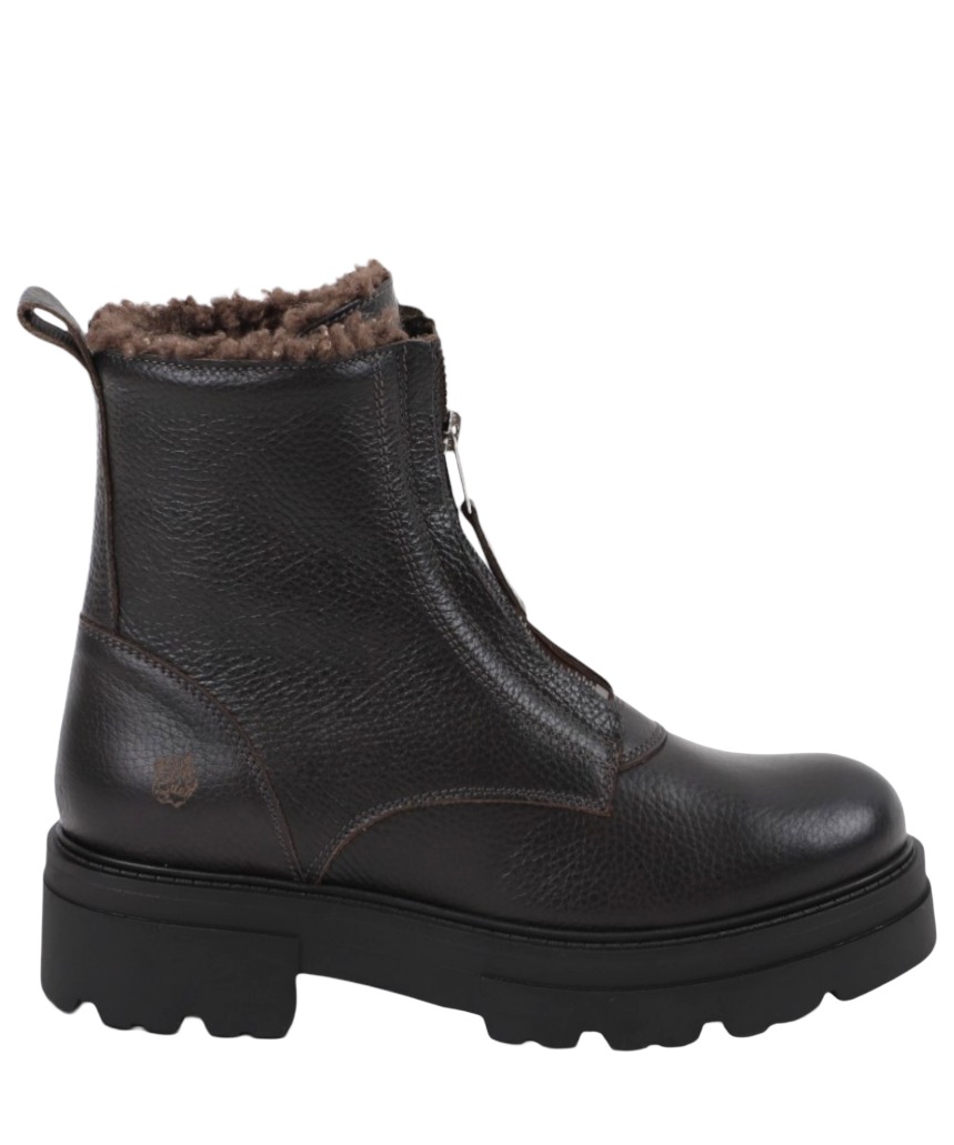 Apple of Eden Big Star Damen Chunky Leder Zip Boots mit Warmfutter