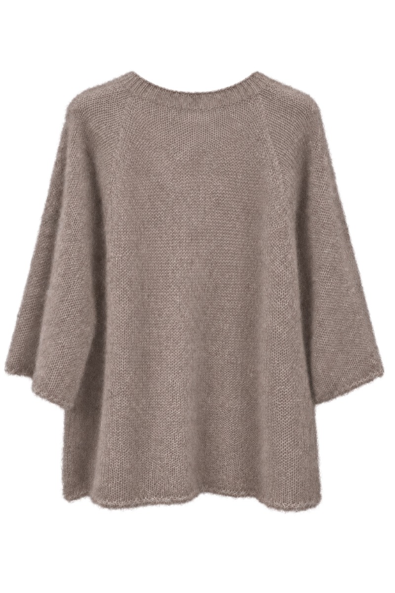 Flauschiger Kid Mohair Strick-Pullover mit Halbarm