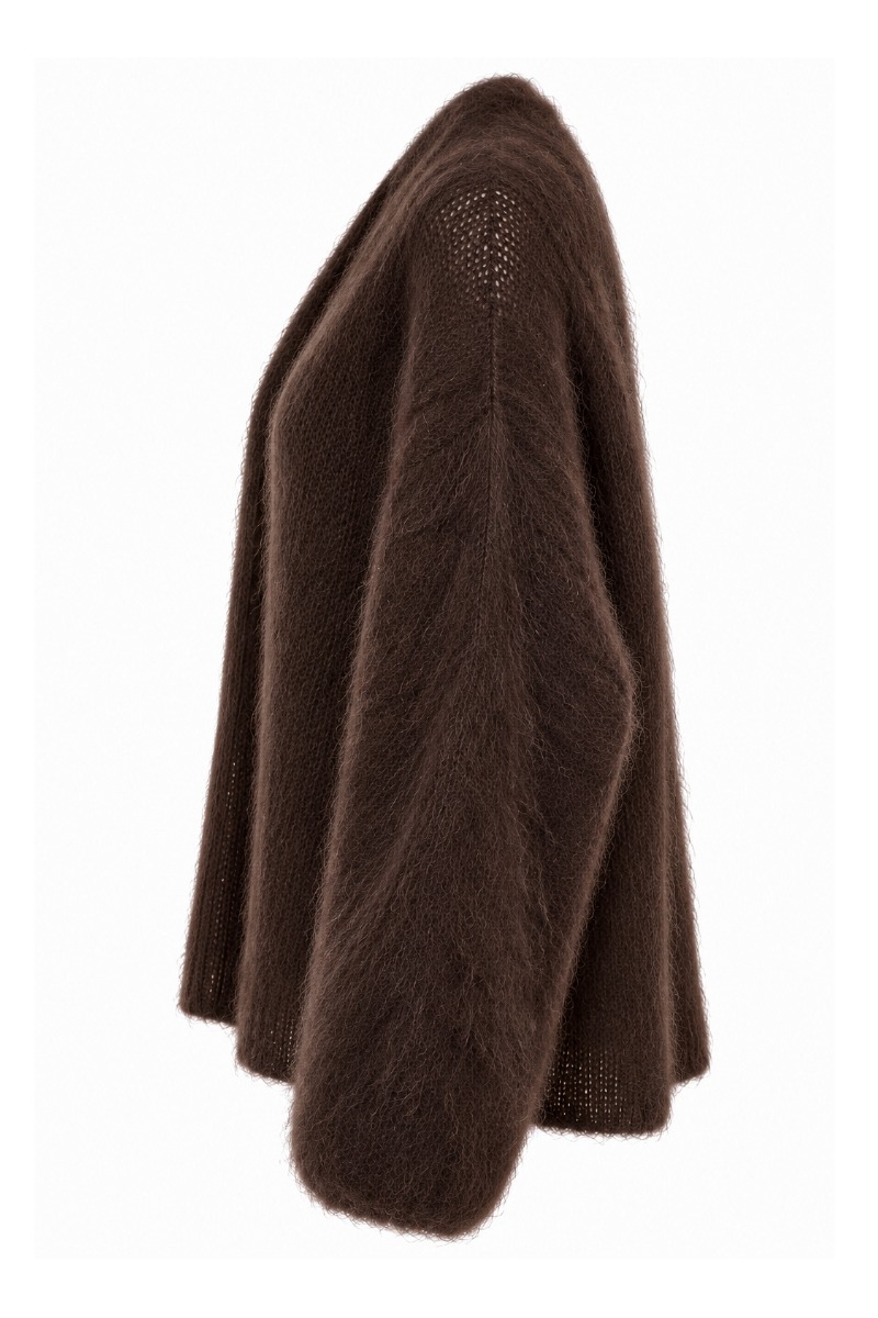 Offene Kid Mohair Strickjacke – 80 % Mohair Made in Italy