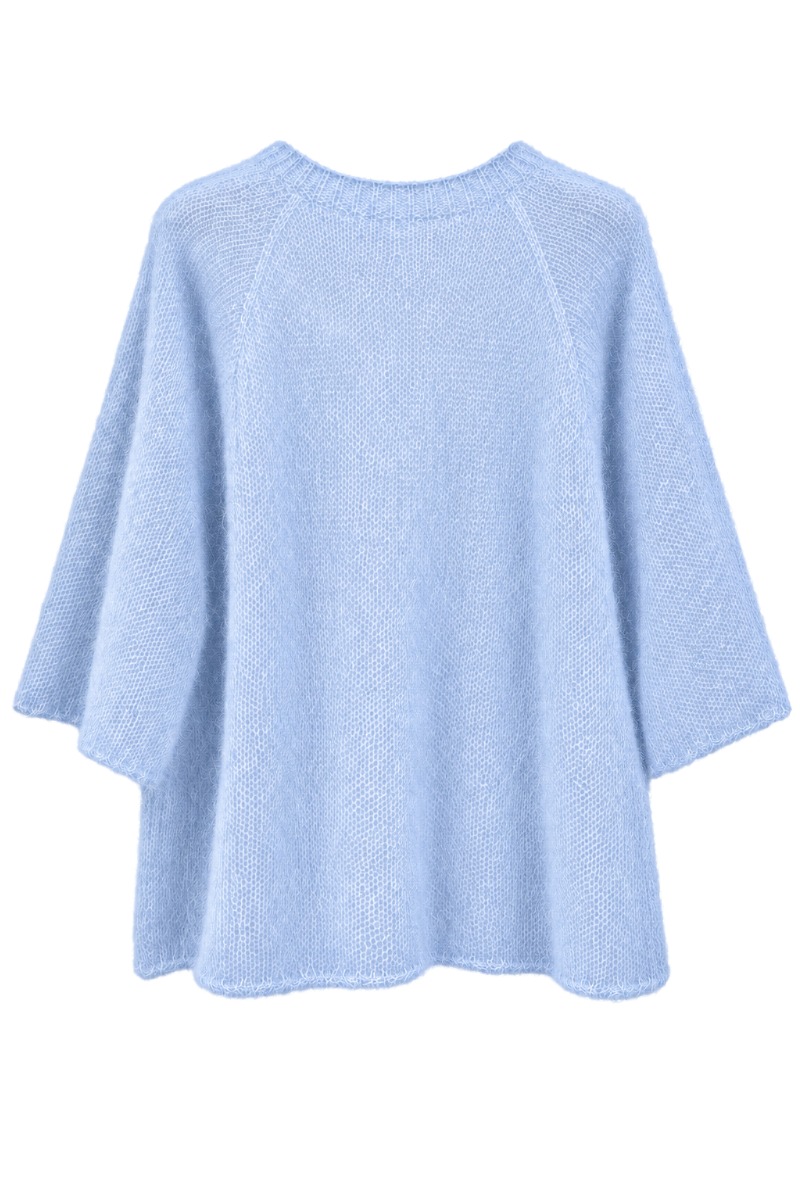 Flauschiger Kid Mohair Strick-Pullover mit Halbarm