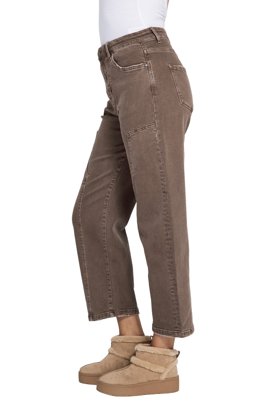 Zhrill Iza Straight Barrel Jeans – Brown W9047