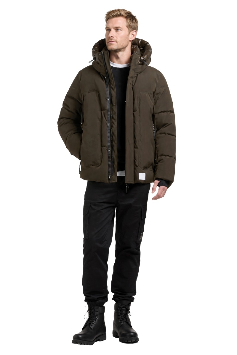 Khujo DARVIN Herren Steppjacke mit Kapuze und großen Taschen