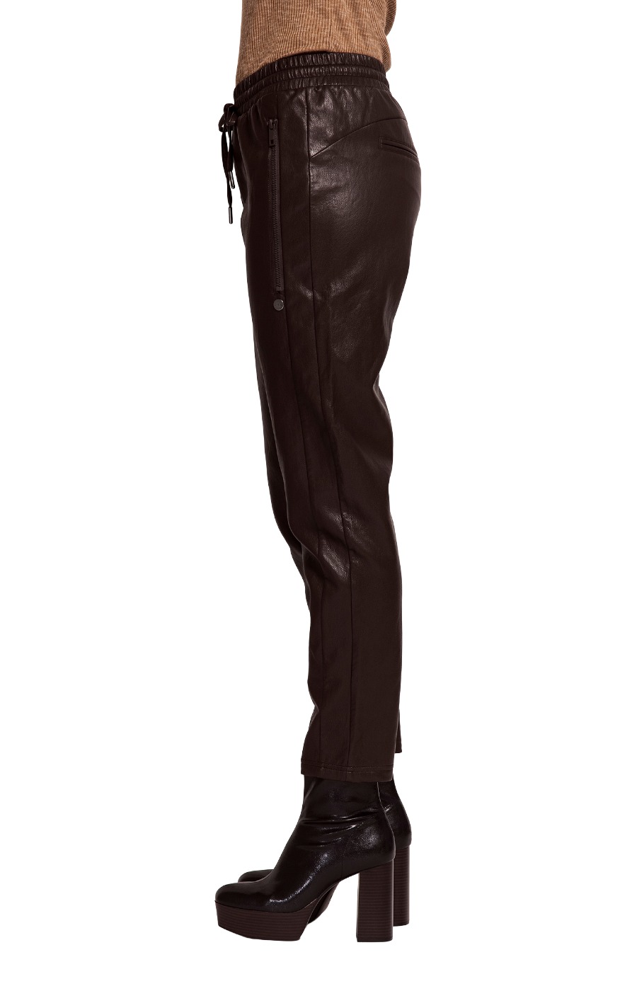Zhrill Chiara Casual – Hose in Leder-Optik Dunkelbraun