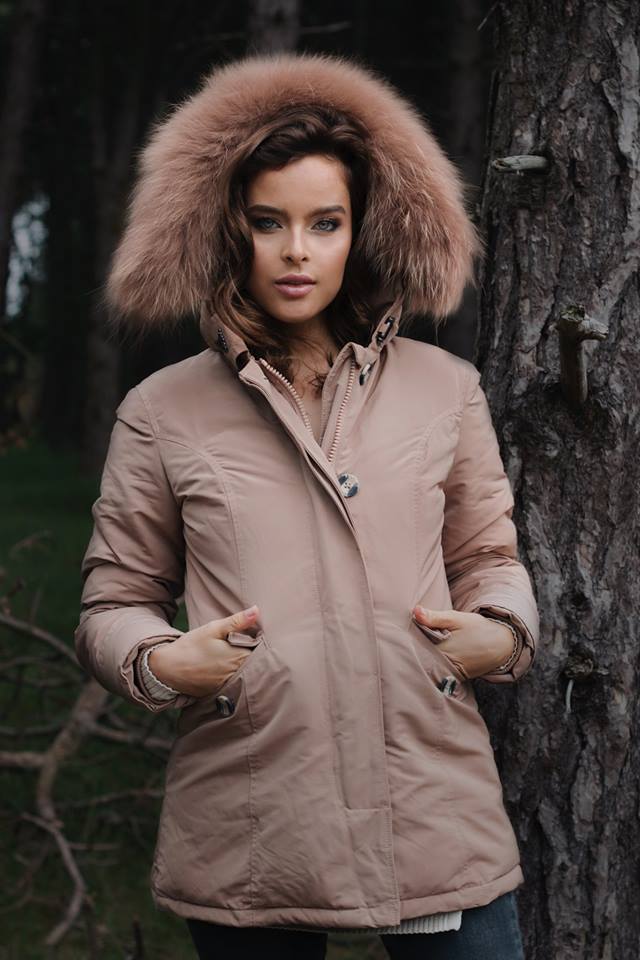 Airforce Metal Damen Parka - rose mit Fellkragen
