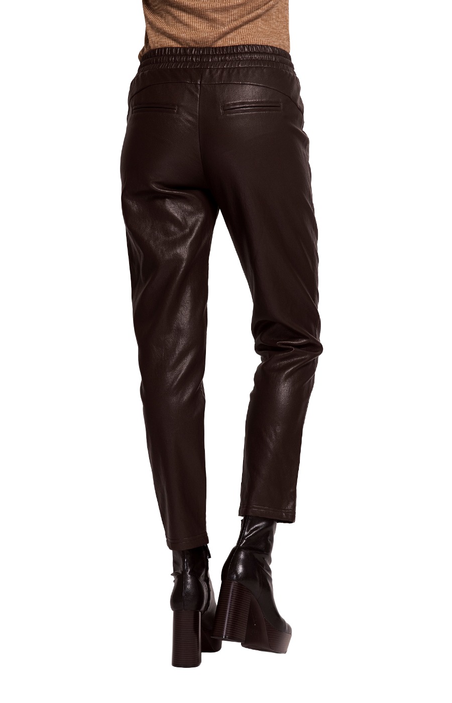Zhrill Chiara Casual – Hose in Leder-Optik Dunkelbraun