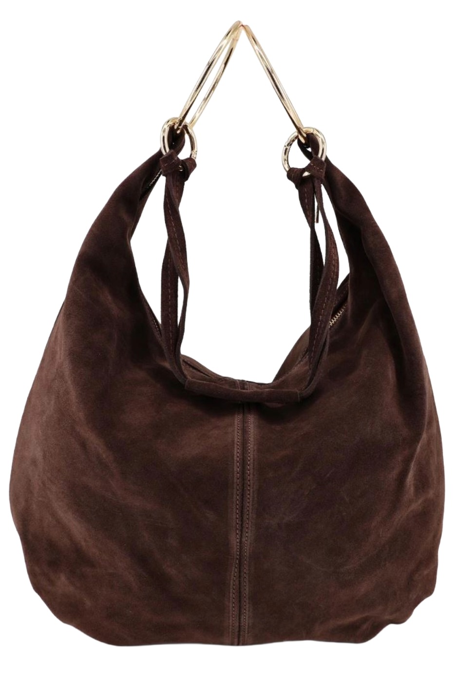 Wildleder - Shopper Hobo Bag 461 Damen Tasche mit Metallring-Henkel