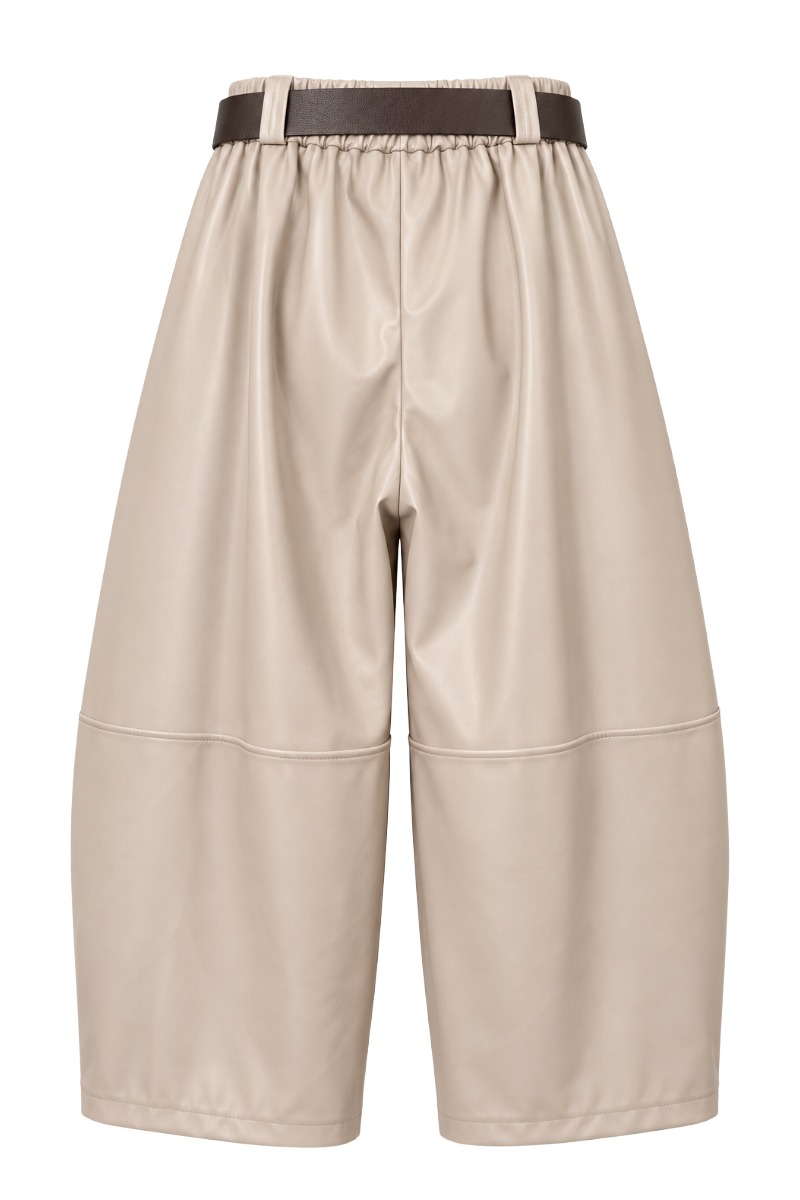 Kunstleder Barrel-Culotte mit Falten & Gürtel